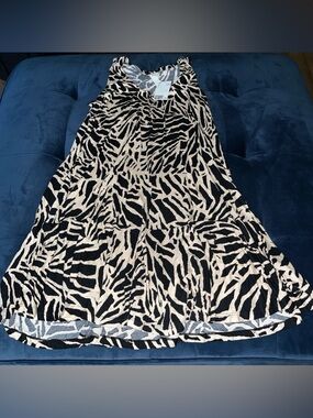 H&M Womens Sleeveless Dress Sz Small S Abstract Black & Beige